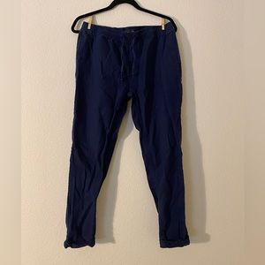 ONIA Ella Linen Cotton Drawstring Pants, navy, Sz S